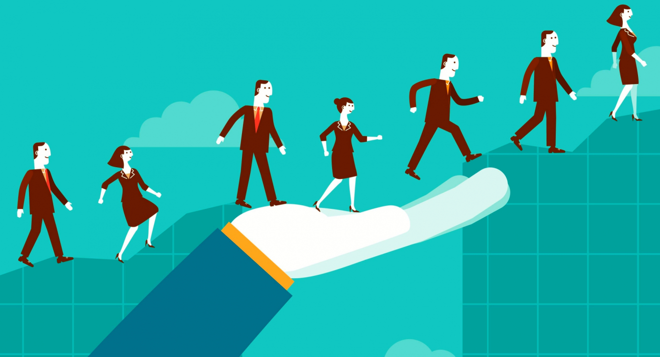 Bild 1: Frauen und Männer auf dem Weg in Führungspositionen